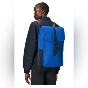 NWT RAINS Waterproof Backpack W3 - Color Blue Waves - Secure Buckle Closure